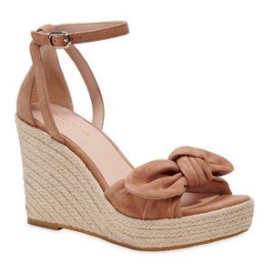 Kate Spade New York Tianna Linen Ankle Strap Wedge Suede Sandals Biscotti 11B